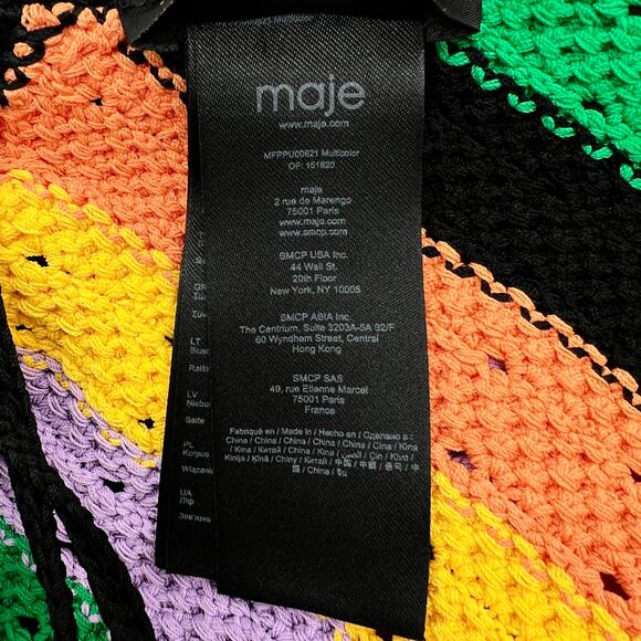 MAJE Stripe Crochet Halterneck Top Womens Medium Chevron Rainbow Stripe NEW - Picture 11 of 16